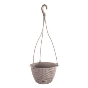 Maceta redonda colgante 4,8L Prosperplast Splofy Round W de plastico en color mocca, Ø27 x 16,6 cm