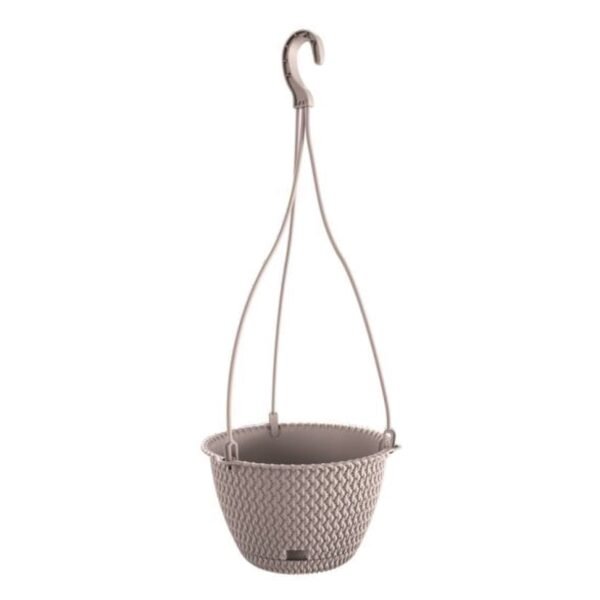Maceta redonda colgante 4,8L Prosperplast Splofy Round W de plastico en color mocca, Ø27 x 16,6 cm