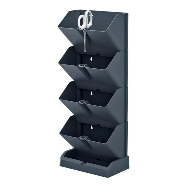 Macetero vertical Prosperplast Mini Cascade de plastico en color antracita 19,5 (largo) x 11,4 (ancho) x 47,5 (alto) cm con tijeras de jardin