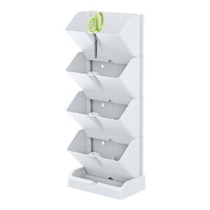Macetero vertical Prosperplast Mini Cascade de plastico en color blanco 19,5 (largo) x 11,4 (ancho) x 47,5 (alto) cm con tijeras de jardin