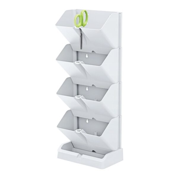 Macetero vertical Prosperplast Mini Cascade de plastico en color blanco 19,5 (largo) x 11,4 (ancho) x 47,5 (alto) cm con tijeras de jardin