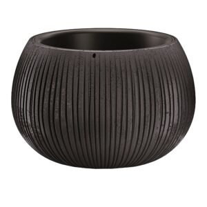 Prosperplast BETON BOWL de plástico CON depósito en color Cemento negro, 13,6 (alto) x 18 (ancho) x 18 (profundo) cms