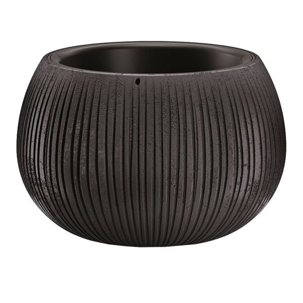 Prosperplast BETON BOWL de plástico CON depósito en color Cemento negro, 13,6 (alto) x 18 (ancho) x 18 (profundo) cms