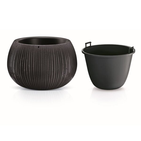 Prosperplast BETON BOWL de plástico CON depósito en color Cemento negro, 13,6 (alto) x 18 (ancho) x 18 (profundo) cms - Imagen 3