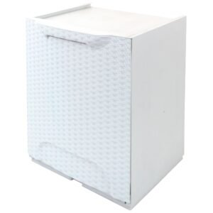 Papelera en polipropileno, ACABADO RATTAN, color blanco