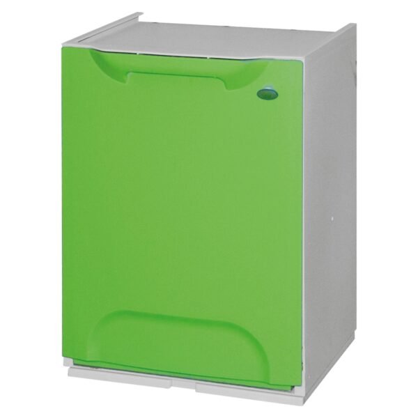 Papelera reciclaje en polipropileno color verde, con depósito 20 L en el interior