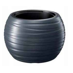 Maceta redonda con deposito 36L Maze de plastico en color antracita 43,6 (largo) x 43,6 (ancho) x 29,9 (altura) cm