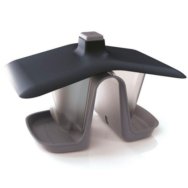Comedero de patos doble BirdyFeed Double de plastico en color gris piedra 28 (largo) x 18,5 (ancho) x 17,3 (altura) cm