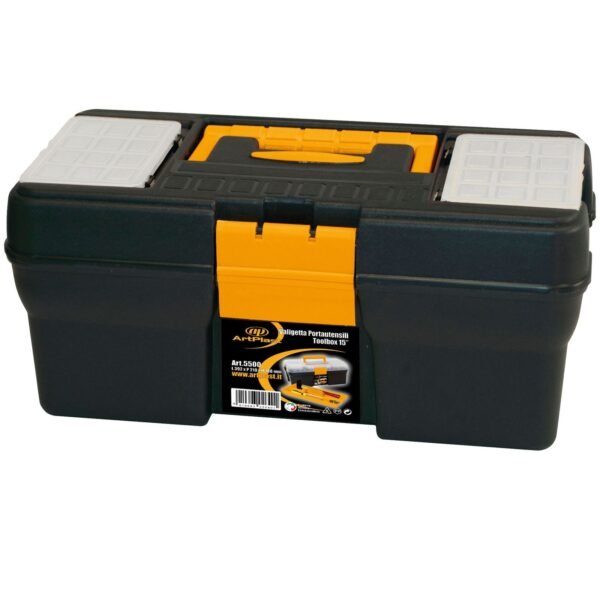 Caja de herramientas en polipropileno 15L 392 x P 210 x H 188 mm, con 2 organizadores en la tapa + 1 bandeja en el interior