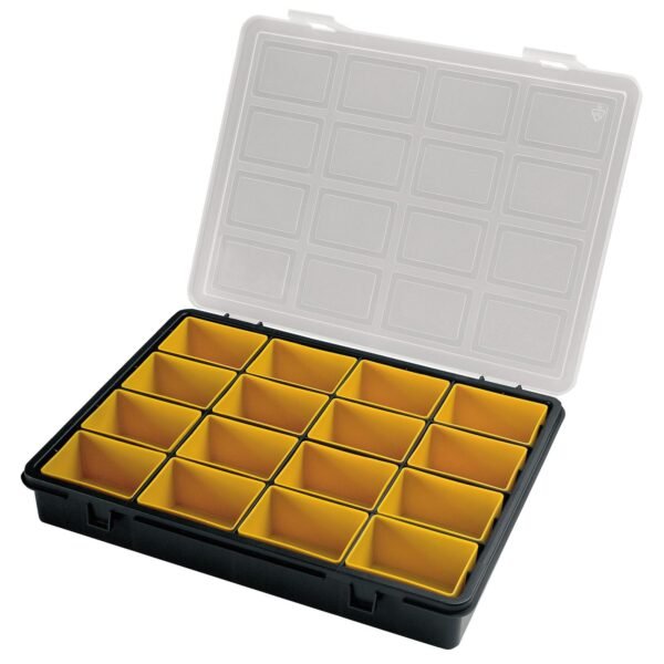 Organizador de plástico con 16 cajas extraíbles en el interior L242xP188xH37 mm.