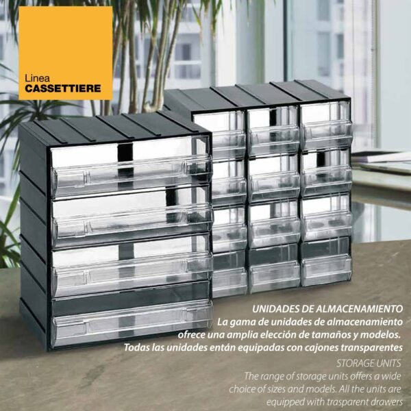 Unidad de almacenamiento modular de plástico L 382 x P 148 x H 230 mm con 48 cajones transparentes - Imagen 3