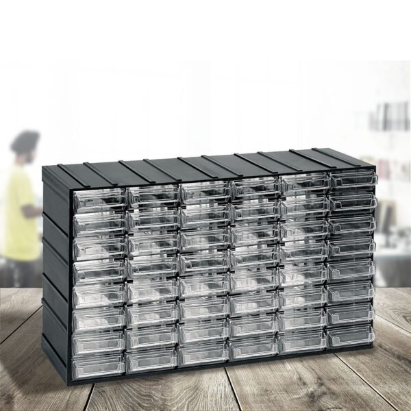 Unidad de almacenamiento modular de plástico L 382 x P 148 x H 230 mm con 48 cajones transparentes - Imagen 2
