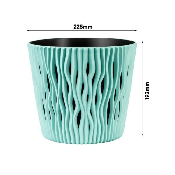 Maceta redonda de plastico Sandy Round en color blanco 22,5 (largo) x 22,5 (ancho) x 19,2 (alto) cm - Imagen 2
