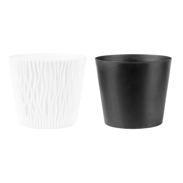 Maceta redonda de plastico Sandy Round en color blanco 22,5 (largo) x 22,5 (ancho) x 19,2 (alto) cm - Imagen 3