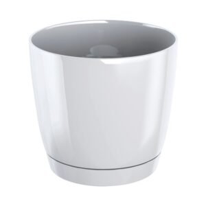 Maceta redonda de plastico Coubi Round P en color blanco 24 (largo) x 24 (ancho) x 22 (altura) cm