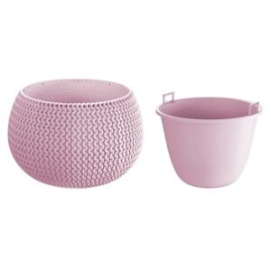 Maceta redonda con deposito Splofy Bowl de plastico en color violeta 29 (largo) x 29 (ancho) x 19 (altura) cm