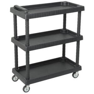 Carro con ruedas de acero y estantes regulables 75 x 37,5 x 92 cm.