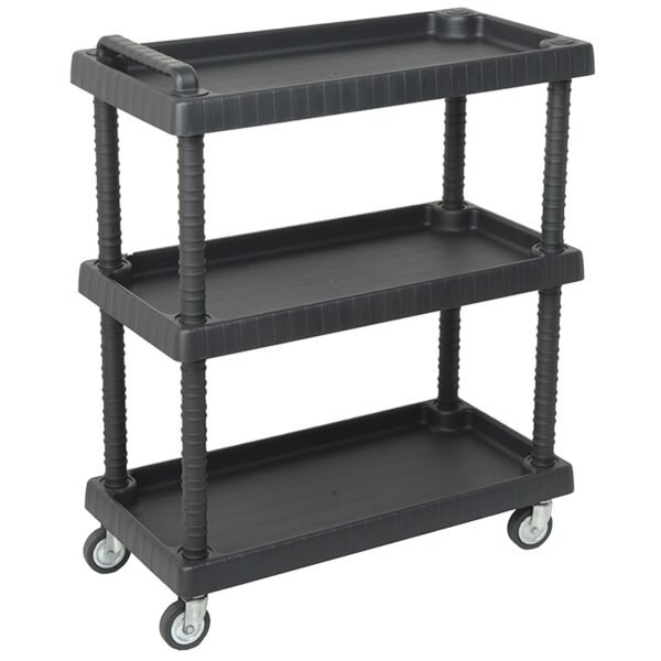 Carro con ruedas de acero y estantes regulables 75 x 37,5 x 92 cm.