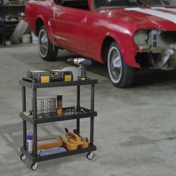 Carro con ruedas de acero y estantes regulables 75 x 37,5 x 92 cm. - Imagen 4