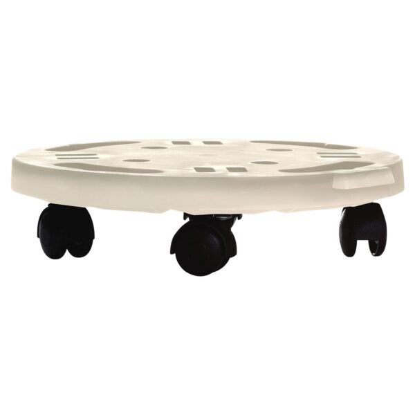 Plataforma redonda con ruedas, color beige