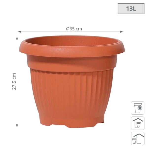Maceta TERRA 13L., dimensiones (mm) 350x350x275, color Terracota - Imagen 3