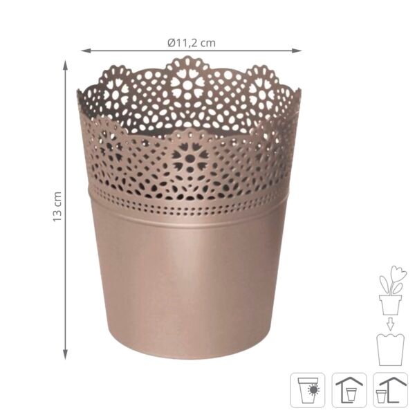 Maceta LACE , dimensiones (mm) 112x112x130, color Mocca - Imagen 3