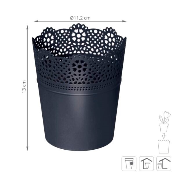 Maceta LACE , dimensiones (mm) 112x112x130, color Antracita - Imagen 3