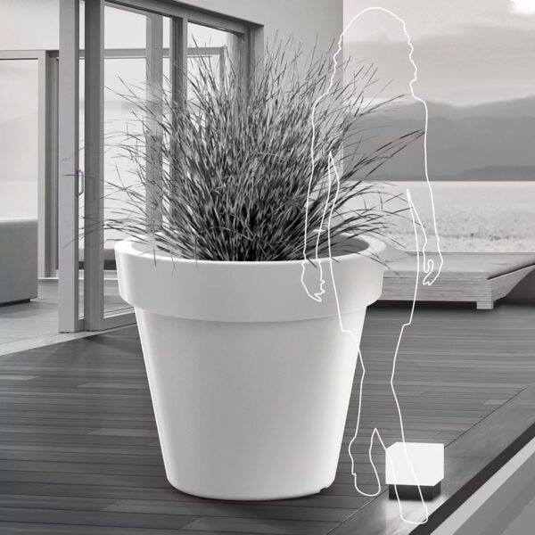 Maceta LEXO ROUND 92L., dimensiones (mm) 600x600x550, color Blanco - Imagen 4