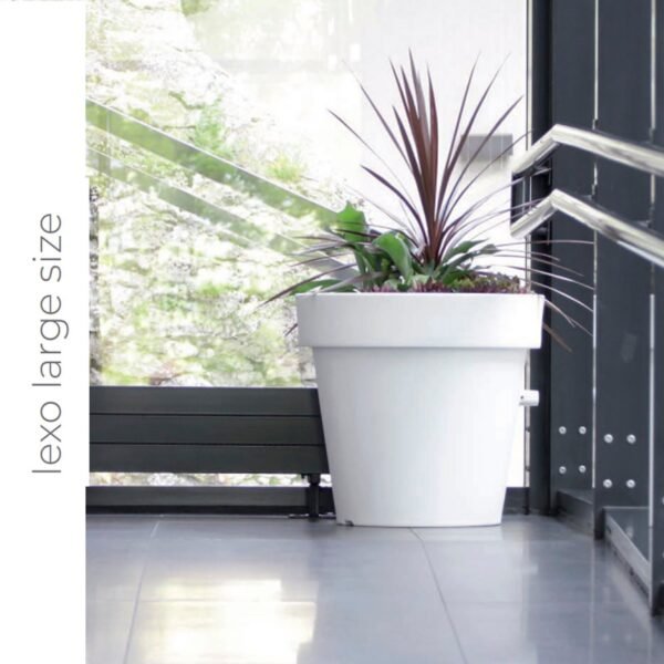Maceta LEXO ROUND 212L., dimensiones (mm) 800x800x740, color Gris piedra - Imagen 2
