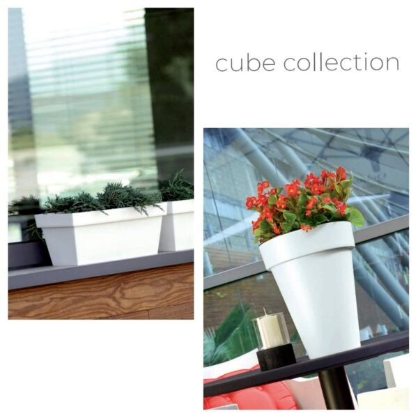 Maceta CUBE BASIC , dimensiones (mm) 235x235x216, color Blanco - Imagen 2