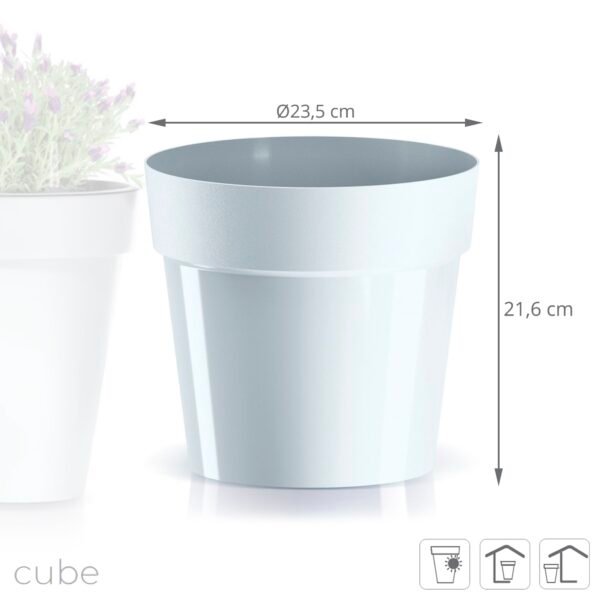 Maceta CUBE BASIC , dimensiones (mm) 235x235x216, color Blanco - Imagen 3