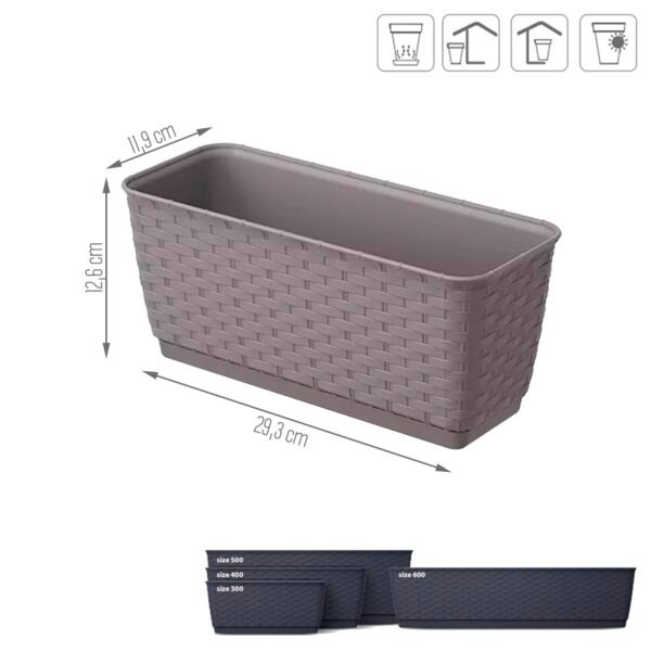 Maceta RATOLLA P 3L., dimensiones (mm) 293x119x126, color Mocca - Imagen 3