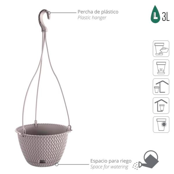 Macetero colgante SPLOFY ROUND W 3L., dimensiones (mm) 230x230x145, color Mocca - Imagen 3