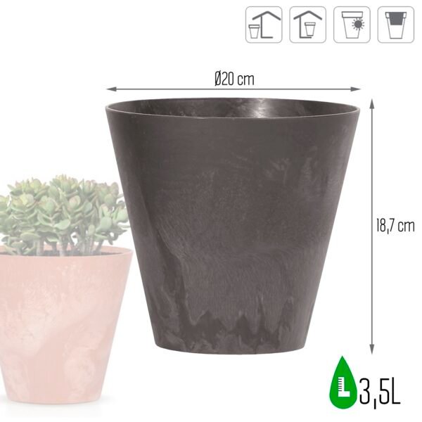 Maceta TUBUS BETON EFFECT 3,5L., dimensiones (mm) 200x200x187, color Antracita - Imagen 3