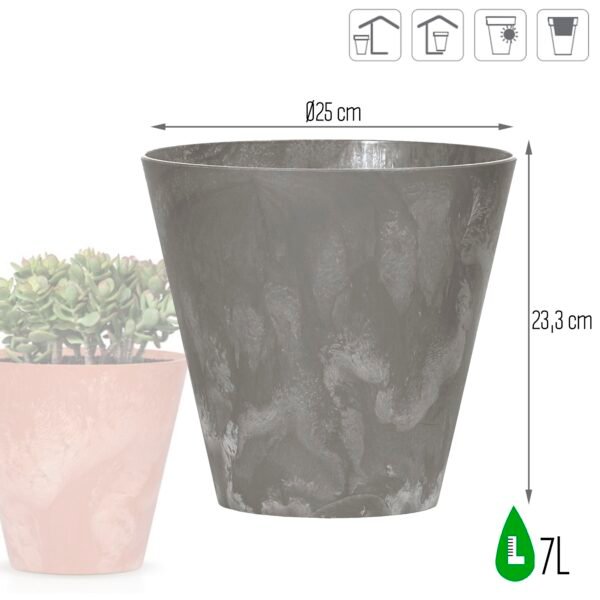 Maceta TUBUS BETON EFFECT 7L., dimensiones (mm) 250x250x233, color Marengo - Imagen 3