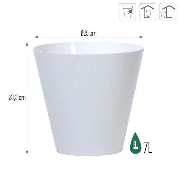 Maceta TUBUS 7L., dimensiones (mm) 250x250x233, color Blanco - Imagen 3