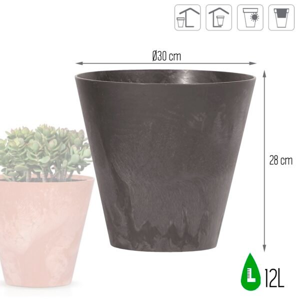 Maceta TUBUS BETON EFFECT 12L., dimensiones (mm) 300x300x280, color Antracita - Imagen 3