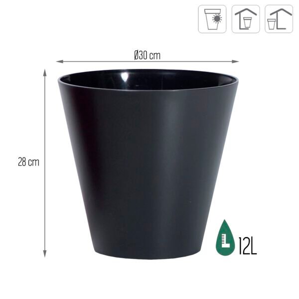 Maceta TUBUS 12L., dimensiones (mm) 300x300x280, color Antracita - Imagen 3
