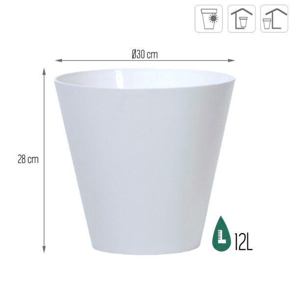 Maceta TUBUS 12L., dimensiones (mm) 300x300x280, color Blanco - Imagen 3