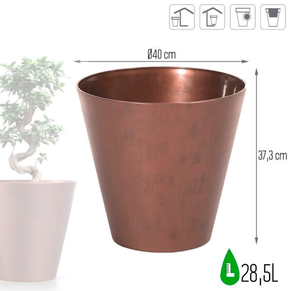 Maceta TUBUS CORTEN 28,5L., dimensiones (mm) 400x400x373, color Cobre - Imagen 3