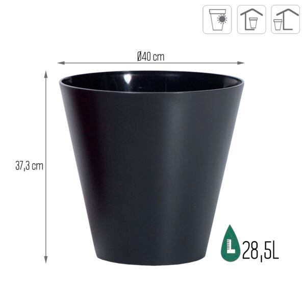 Maceta TUBUS 28,5L., dimensiones (mm) 400x400x373, color Antracita - Imagen 3