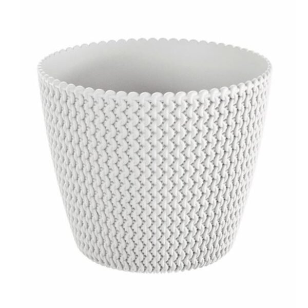 Maceta redonda 11,5L Prosperplast Splofy de plastico en color blanco, Ø29,5 x 24,9 cm