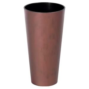 Maceta TUBUS SLIM CORTEN 64L., Con depósito, dimensiones (mm) 400x400x762, color Cobre