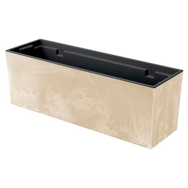 Maceta URBI CASE BETON EFFECT , Con depósito, dimensiones (mm) 580x180x195, color Crema
