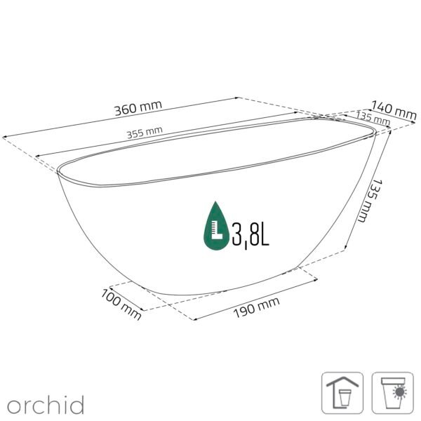 Maceta COUBI ORCHID 3,8L., dimensiones (mm) 360x150x132, color Transparente - Imagen 3