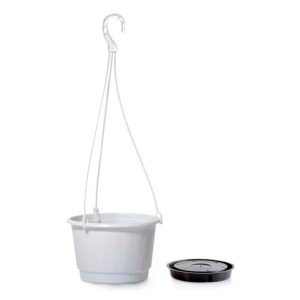 Macetero colgante PRO 5L., dimensiones (mm) 240x240x155, color Blanco