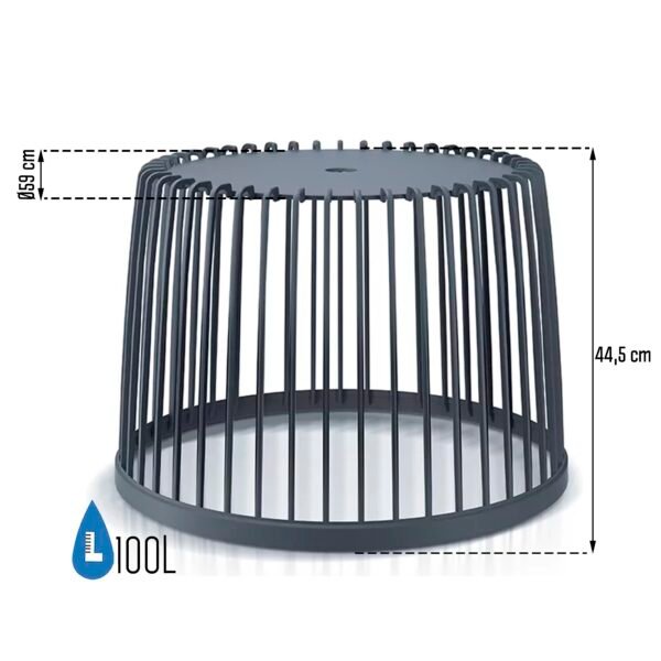 Cesta de jardín soporte - mesa auxiliar decorativa CLUBO 100L., dimensiones (mm) 590x590x455, color Antracita - Imagen 3