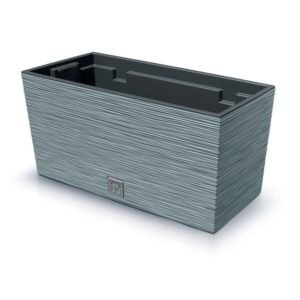 Macetero color cemento, con depósito, colección FURU, de 39,5 x 18,5 x 19,5 cm, capacidad de 8 L.