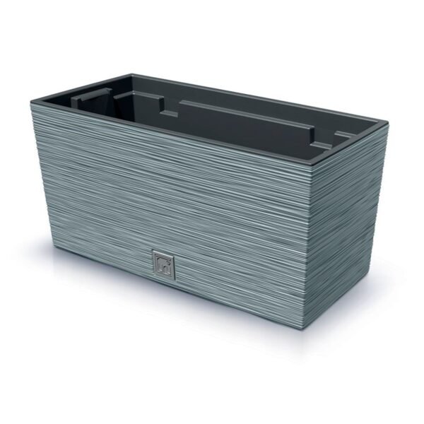 Macetero color cemento, con depósito, colección FURU, de 39,5 x 18,5 x 19,5 cm, capacidad de 8 L.