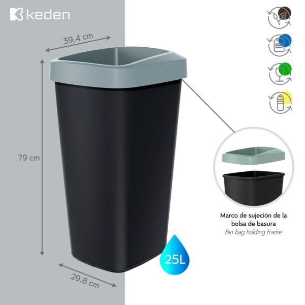 Juego de 4 cubos de reciclaje de 45L cada uno KEDEN. - Imagen 2
